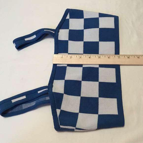 Knit Shorts Set Crop Top Knit Short Checks 2 Piece Shorts Set Blue Size Medium - Picture 16 of 16